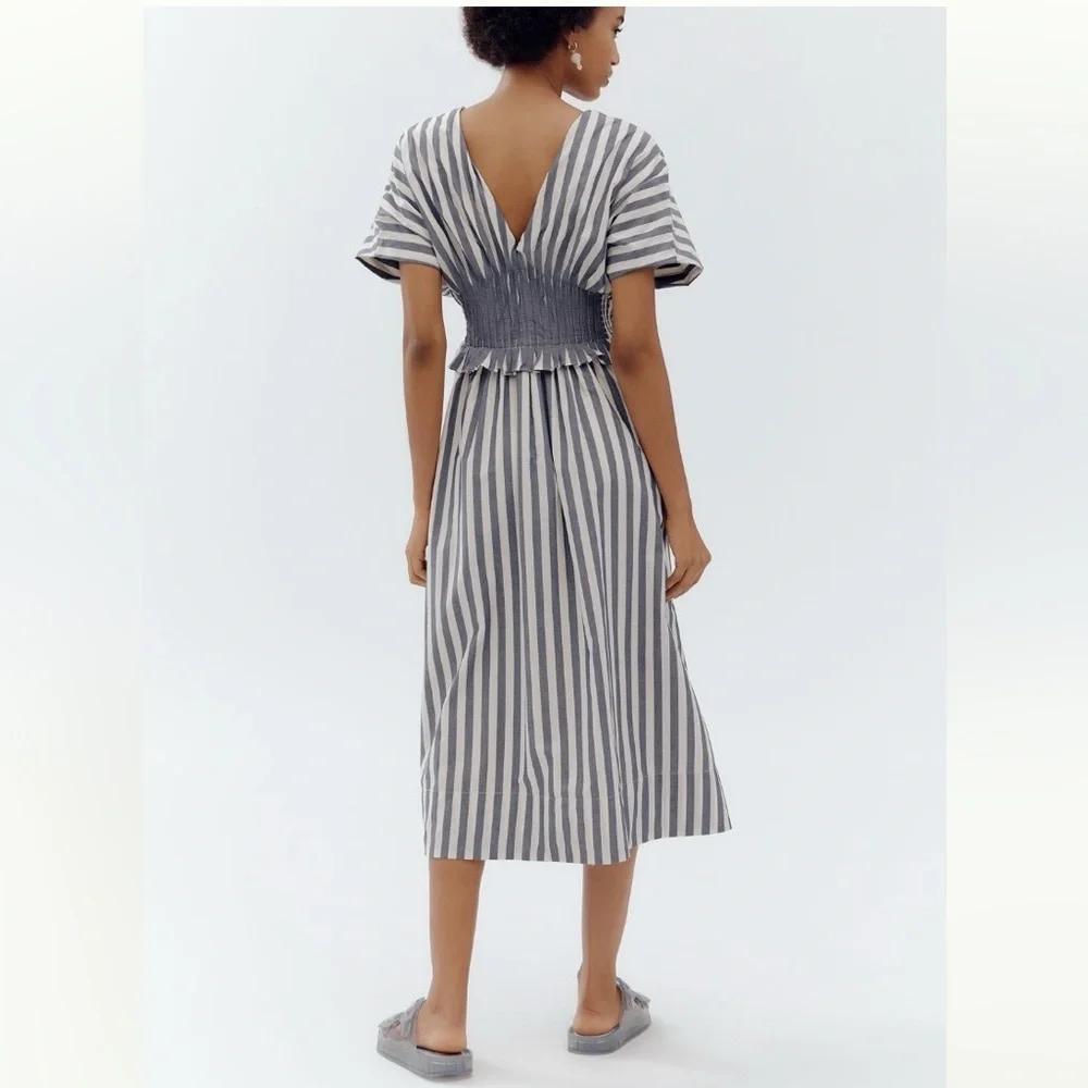 NWT By Anthropologie V-Neck Zip-Front Midi Dress - Picture 3 of 12